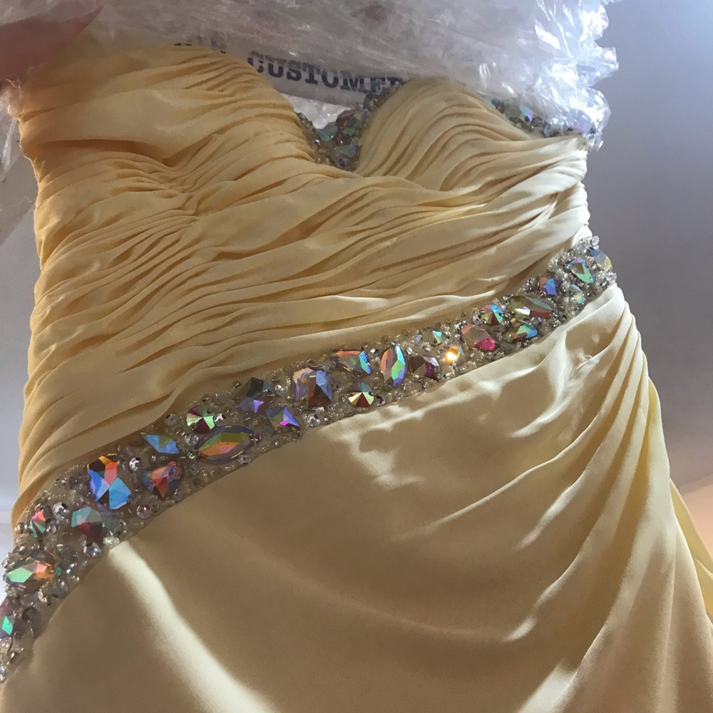 Yellow Prom Dress with Rimestones by Night Moves